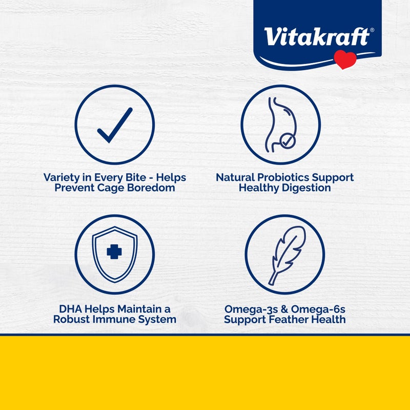 Vitakraft طعام الببغاء فيتاكرافت مينو بريميوم - مدعم بالفيتامينات - طعام المكاو، الأمازون، الكونور، والببغاء للطيور الكبيرة 5 باوند (عبوة من 1) - Image 2